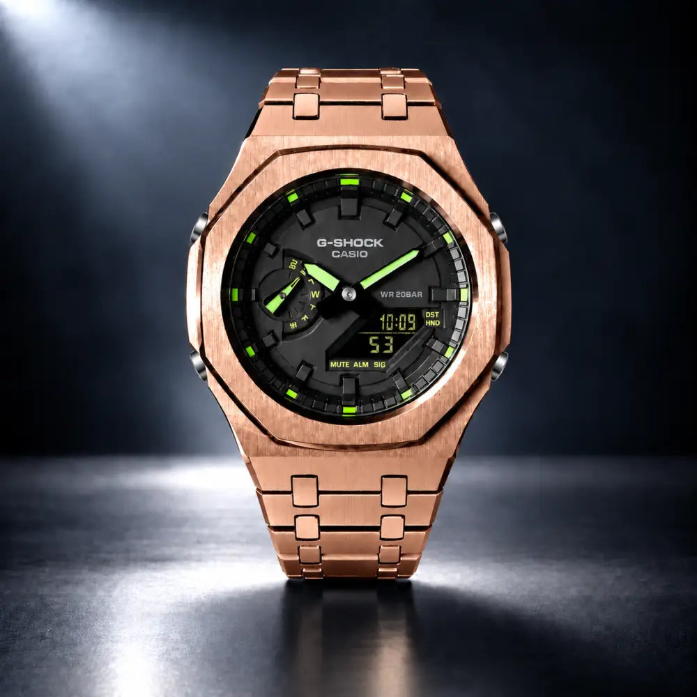 Custom Watch – Black Green Steel – Mod G-Shock GA2100