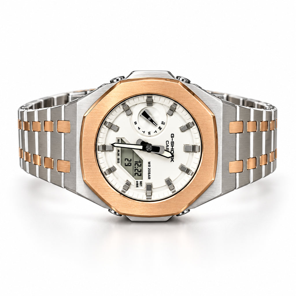 Custom Watch – Silver White Rose Gold